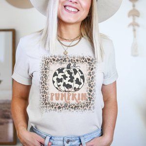 Women's Cute Fall Hello Pumpkin Cow Leopard